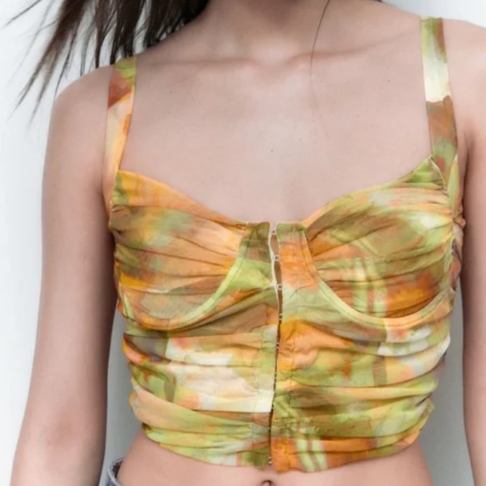 Zara multicolored tulle corset top